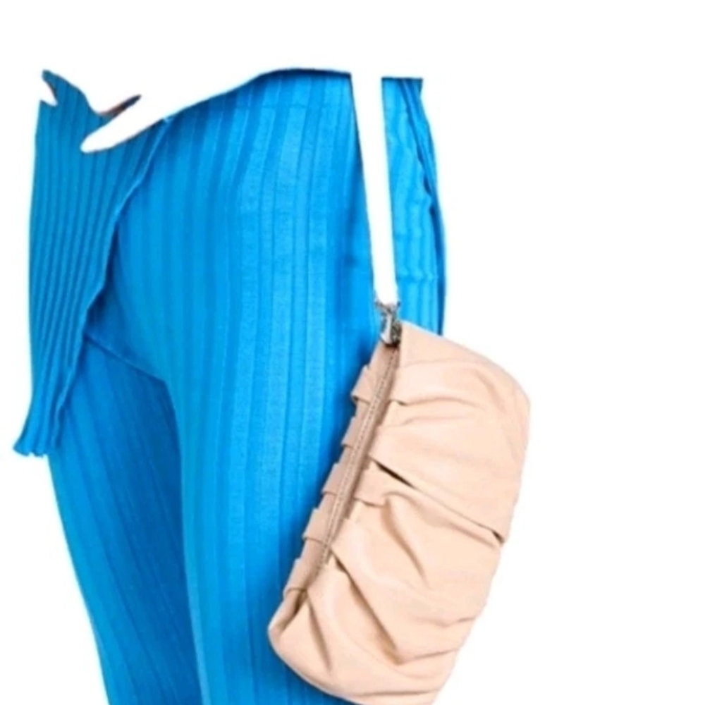 STAUD Ruched Bean Convertible Shoulder Clutch Bag Grapefruit Pink NEW - Picture 3 of 12